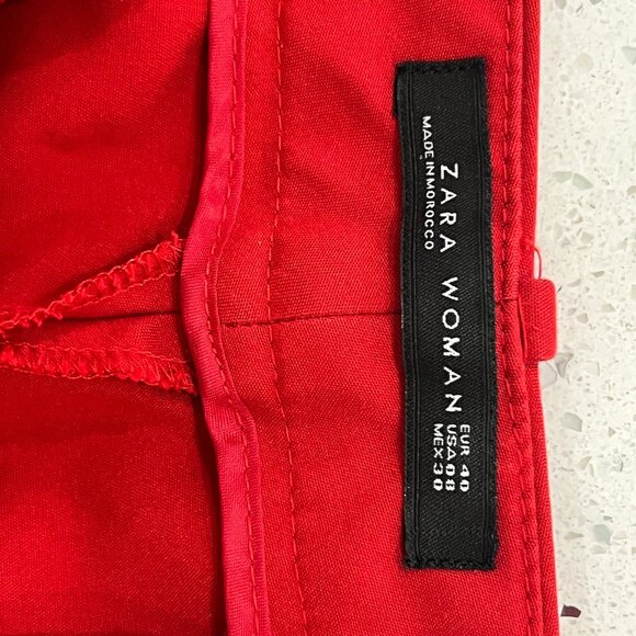 ZARA WOMAN Red Trouser/Pant 7290 SZ 8 - Picture 8 of 9